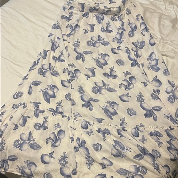 SO White and Blue Citrus Print A-Line Skirt - Picture 2 of 2